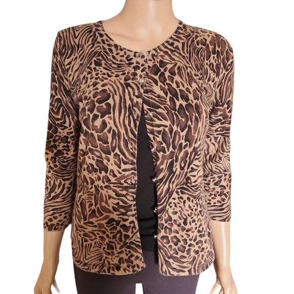 Cable & Gauge Leopard Cardigan - Picture 1 of 7